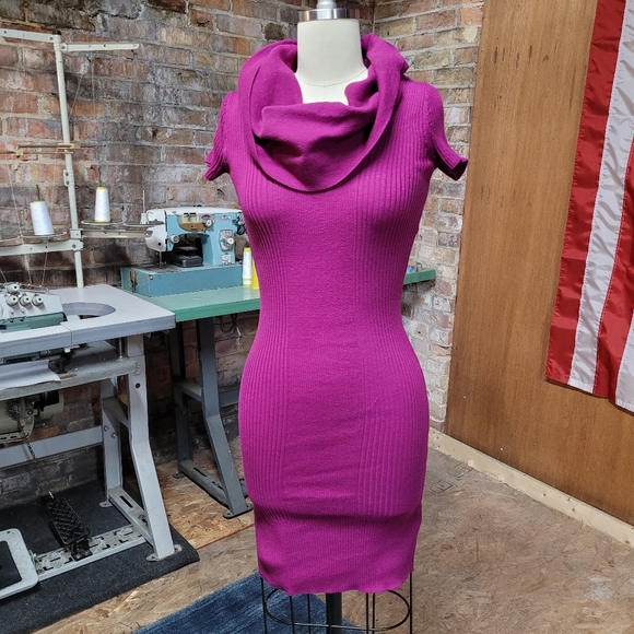 Fuschia pink Knit cowl body con dress - Picture 1 of 6